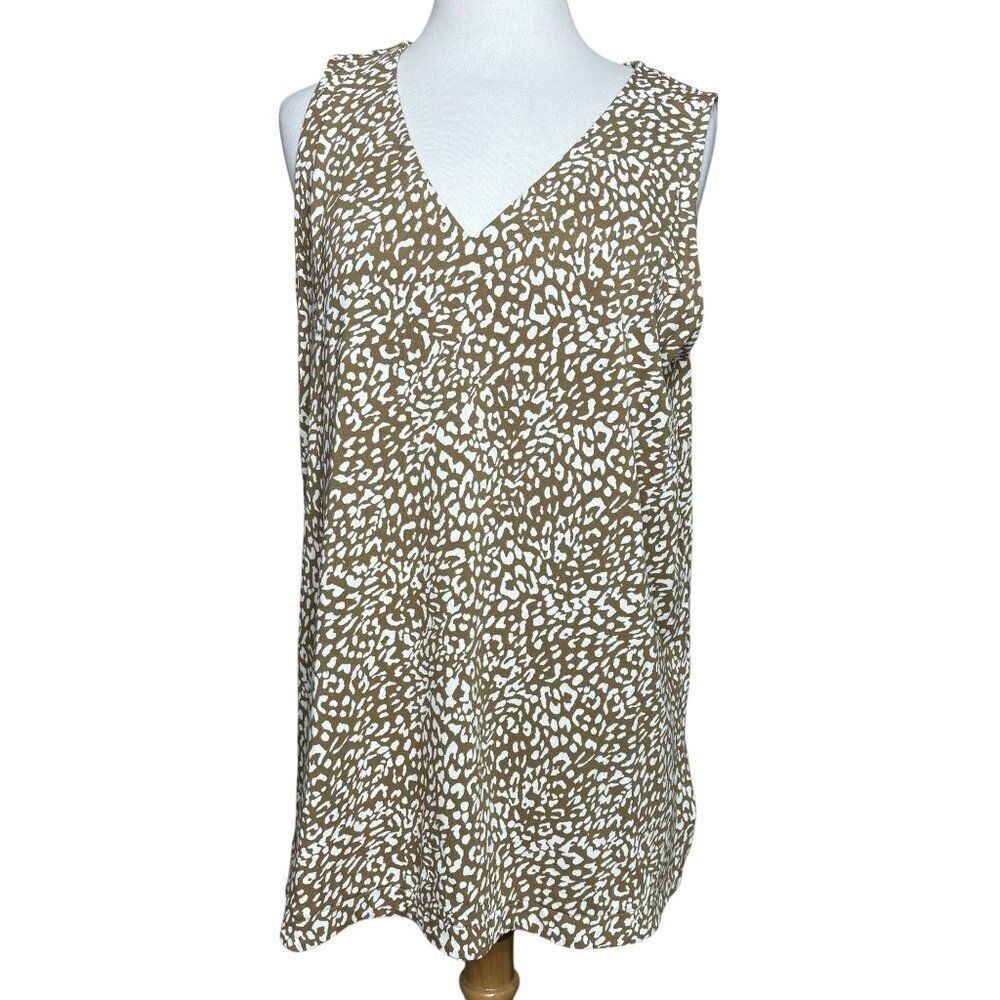 J.Jill V-neck Tunic Tank Brown White Size Large